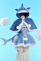 [MobFur] Sexy Shark-Themed Winter Christmas Plush Outfit Set Strapless Dress with Hooded Cape and Tail