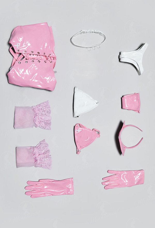 Tifa Derivative Sexy Nurse Outfit Set Cut-out Bodysuit with Bra and Panty
