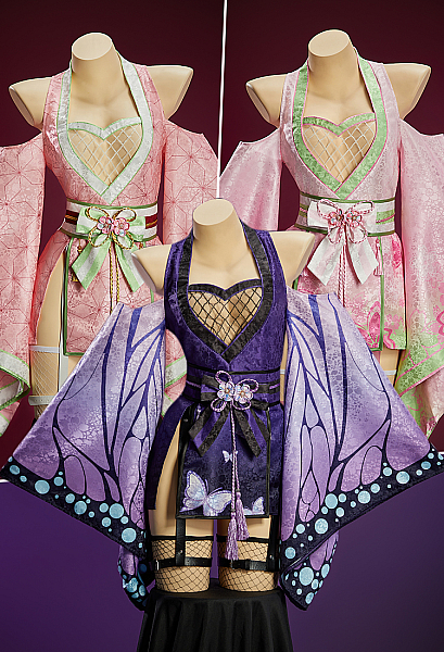 KNY Derivative Sexy Kimono-style Dress with Wide Sleeves Belt and Socks