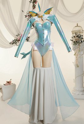 [MobElf] PM Derivative Sexy Outfit Iridescent Blue Bodysuit with Corset Short Jacket and Train