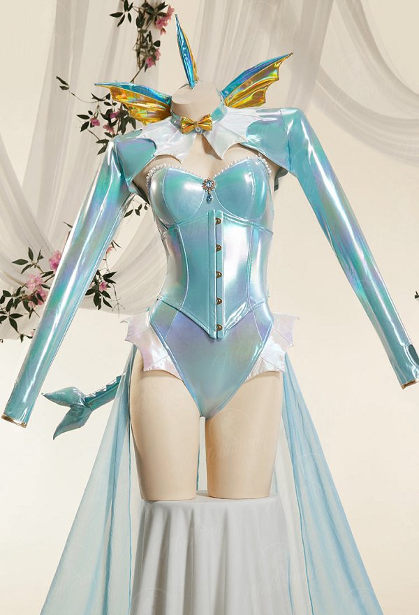 [MobElf] PM Derivative Sexy Outfit Iridescent Blue Bodysuit with Corset Short Jacket and Train