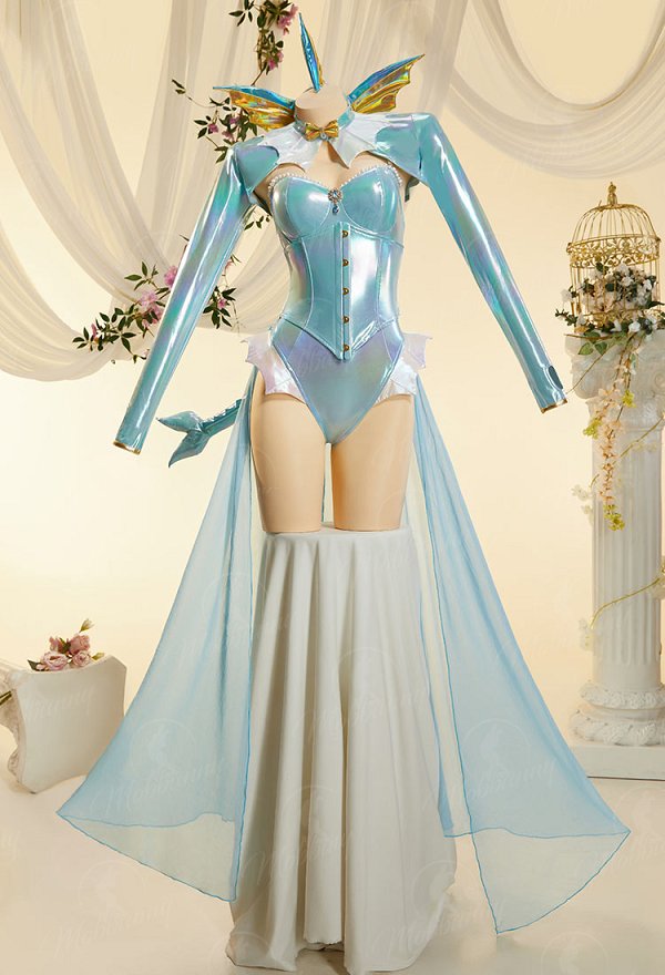 [MobElf] PM Derivative Sexy Outfit Iridescent Blue Bodysuit with Corset Short Jacket and Train
