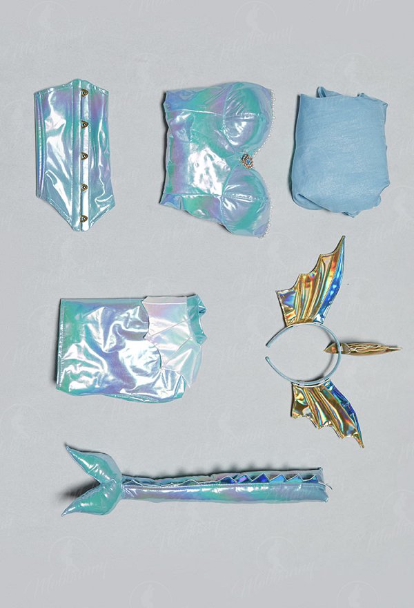 [MobElf] PM Derivative Sexy Outfit Iridescent Blue Bodysuit with Corset Short Jacket and Train