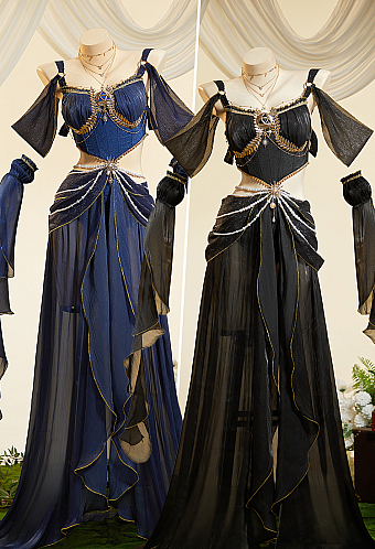 [MobElf] Princess Zelda Derivative Sexy Dance Style Outfit Cut-Out High-Slit Bodysuit with Arm Sleeves and Necklace