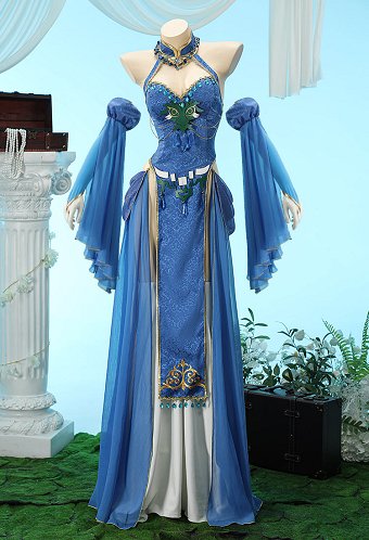 [MobElf] Zelda Derivative Dance Style Outfit Halter-neck Backless Top with Wrap Skirt and Sleeves