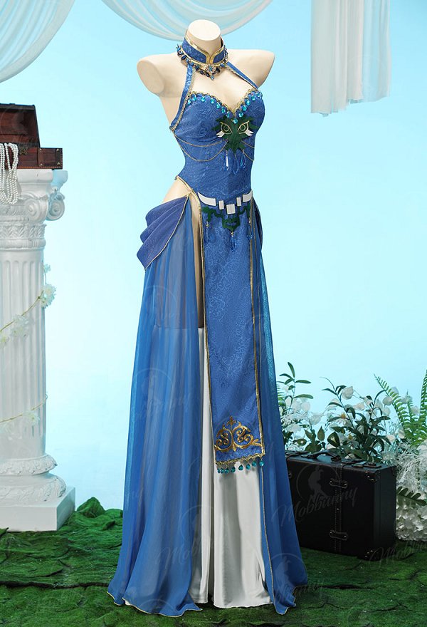 [MobElf] Zelda Derivative Dance Style Outfit Halter-neck Backless Top with Wrap Skirt and Sleeves