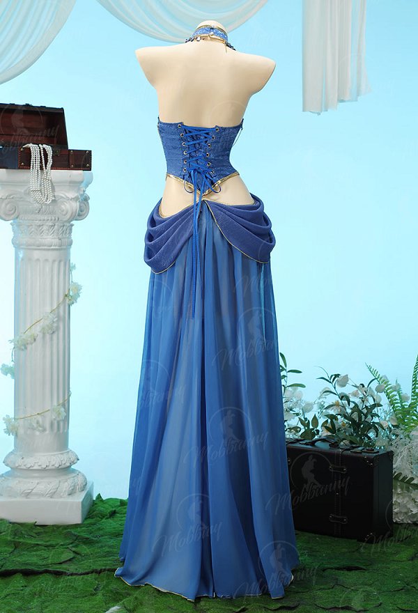 [MobElf] Zelda Derivative Dance Style Outfit Halter-neck Backless Top with Wrap Skirt and Sleeves