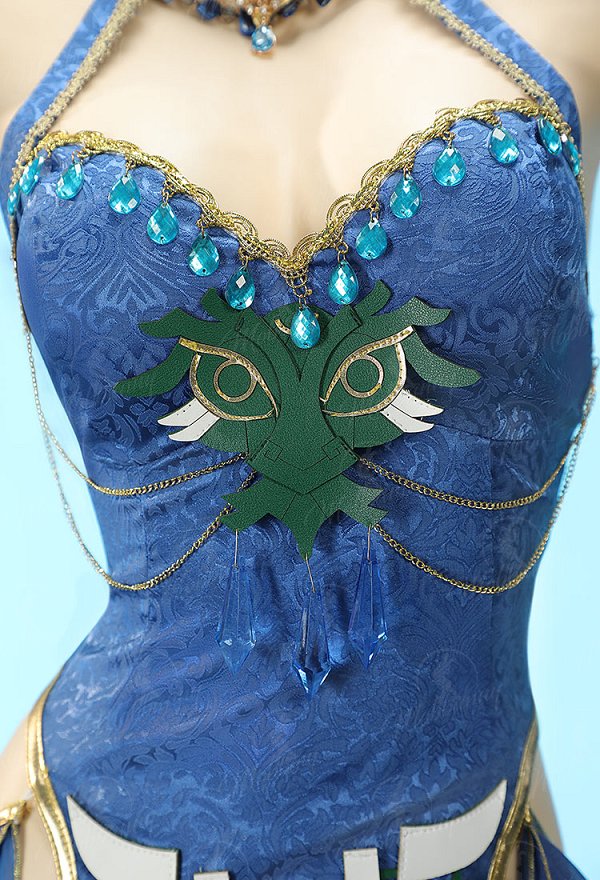 [MobElf] Zelda Derivative Dance Style Outfit Halter-neck Backless Top with Wrap Skirt and Sleeves