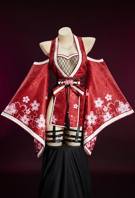 Ninja Derivative Sexy Outfit Wide-Sleeved Kimono Dress with Obi Belt and Socks