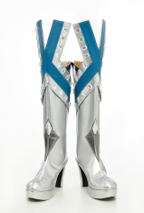 Rival Girl Queen Cosplay Boots Silver High Heel with Acrylic Diamonds